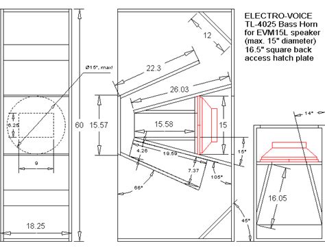 Speaker construction plans for an EV TL4025 cabinet